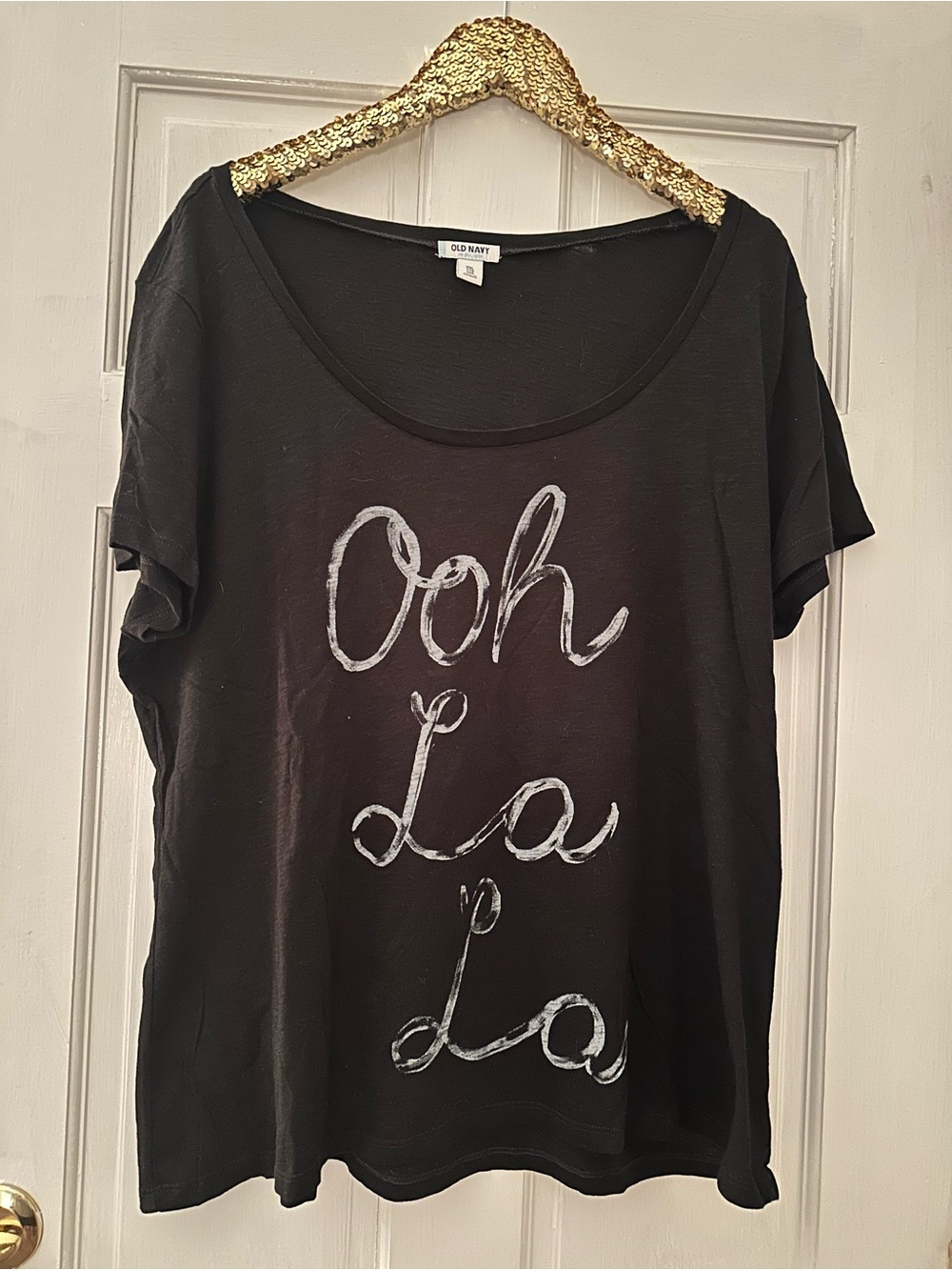 Old Navy Oh La La Black Scoop Neck Tee XXL